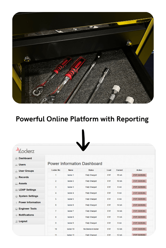 Tool Lockers Powerful Online Platform with Reporting