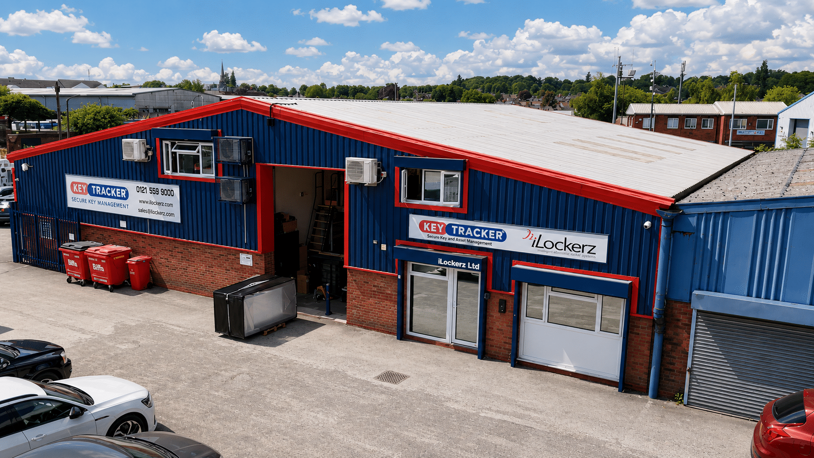 Ariel shot of iLockerz smart locker systems warehouse